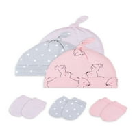 Set šešira i rukavica za djevojčice, veličina novorođenčeta-mjeseci